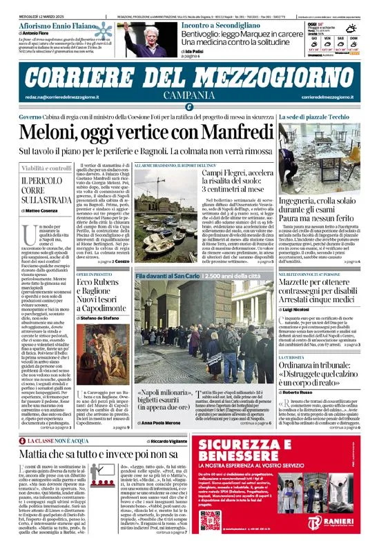 Prima-pagina-corriere del mezzogiorno-del-2025-03-12